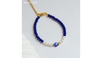 Handcrafted Evil Eye Crystal Beads Bracelet Handmade in Bali